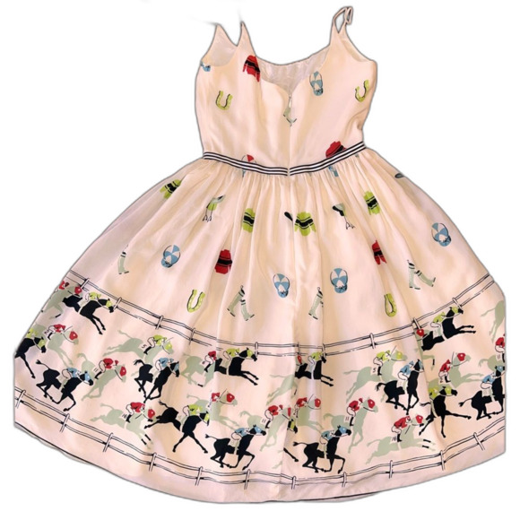 Anna Sui 2003 Runway Silk Horse Race Print Dress Sz 2 Rare Archival Flare Chic - Picture 6 of 13